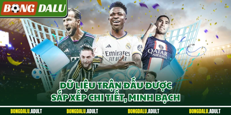 Dữ liệu trận đấu được sắp xếp chi tiết, minh bạch